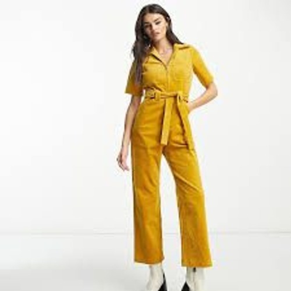 Free People Movement Throw-It-Back Terry Jumpsuit Mustard Yellow XS